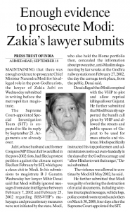 Enough evidence to prosecute Modi-Zakia's lawyer submits